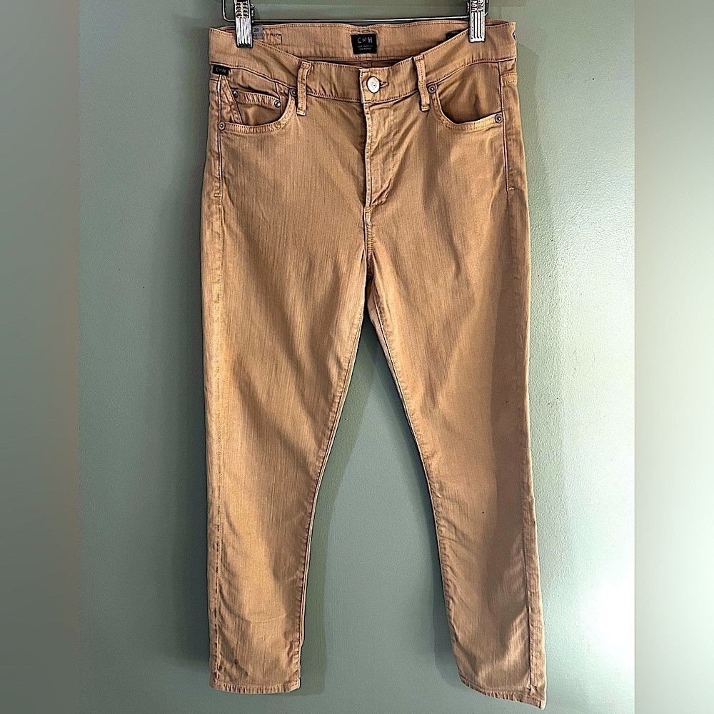Citizens of Humanity rocket crop high rise skinny jeans in tan size 28